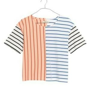 Mixed Stripe Easy Crop Tee